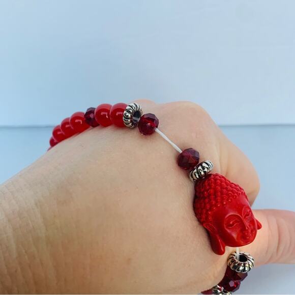 NEW Cinnabar Carnelian Buddha Bracelet - Picture 6 of 9